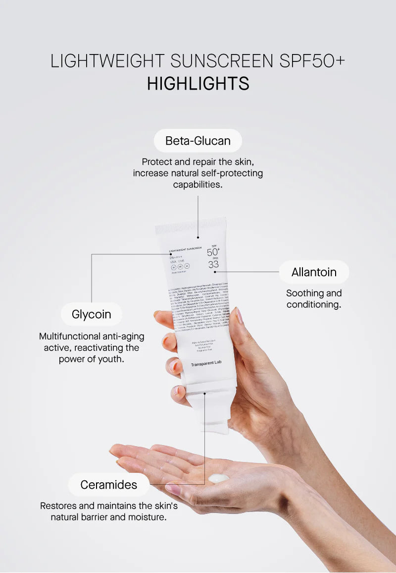 TRANSPARENT Lab Lightweight Sunscreen SPF 50+ 100ml