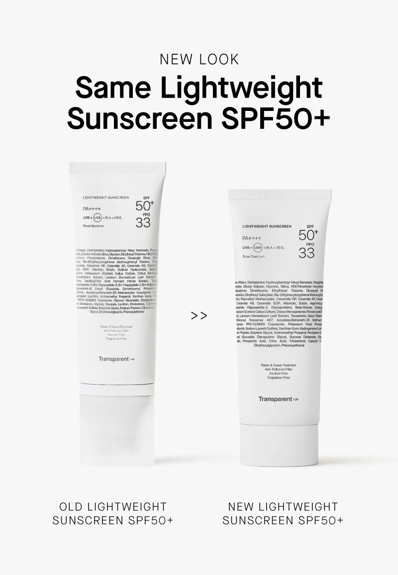 TRANSPARENT Lab Lightweight Sunscreen SPF 50+ 100ml
