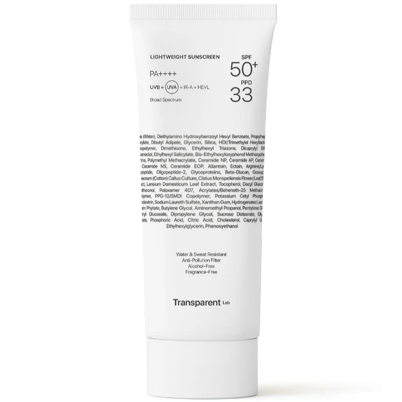 TRANSPARENT Lab Lightweight Sunscreen SPF 50+ 100ml