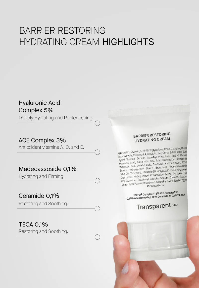 TRANSPARENT Lab Barrier Restoring Hydrating Cream 50ml